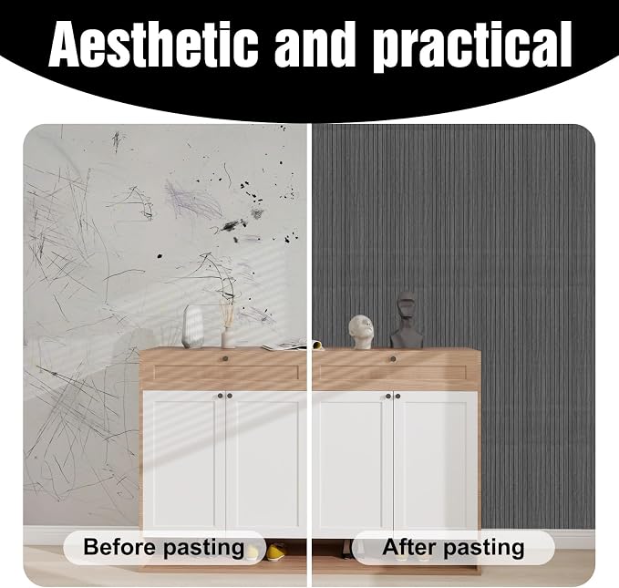 3D Wood Slat Wall Panels Peel and Stick Faux Wood Grain Thick Wallpaper 15.7"x118" Acoustic PET & IXPE Foam Paneling Self-Adhesive Decor for RV Living Room Bedroom Ceiling DIY Accent Wall Covering - Image 8