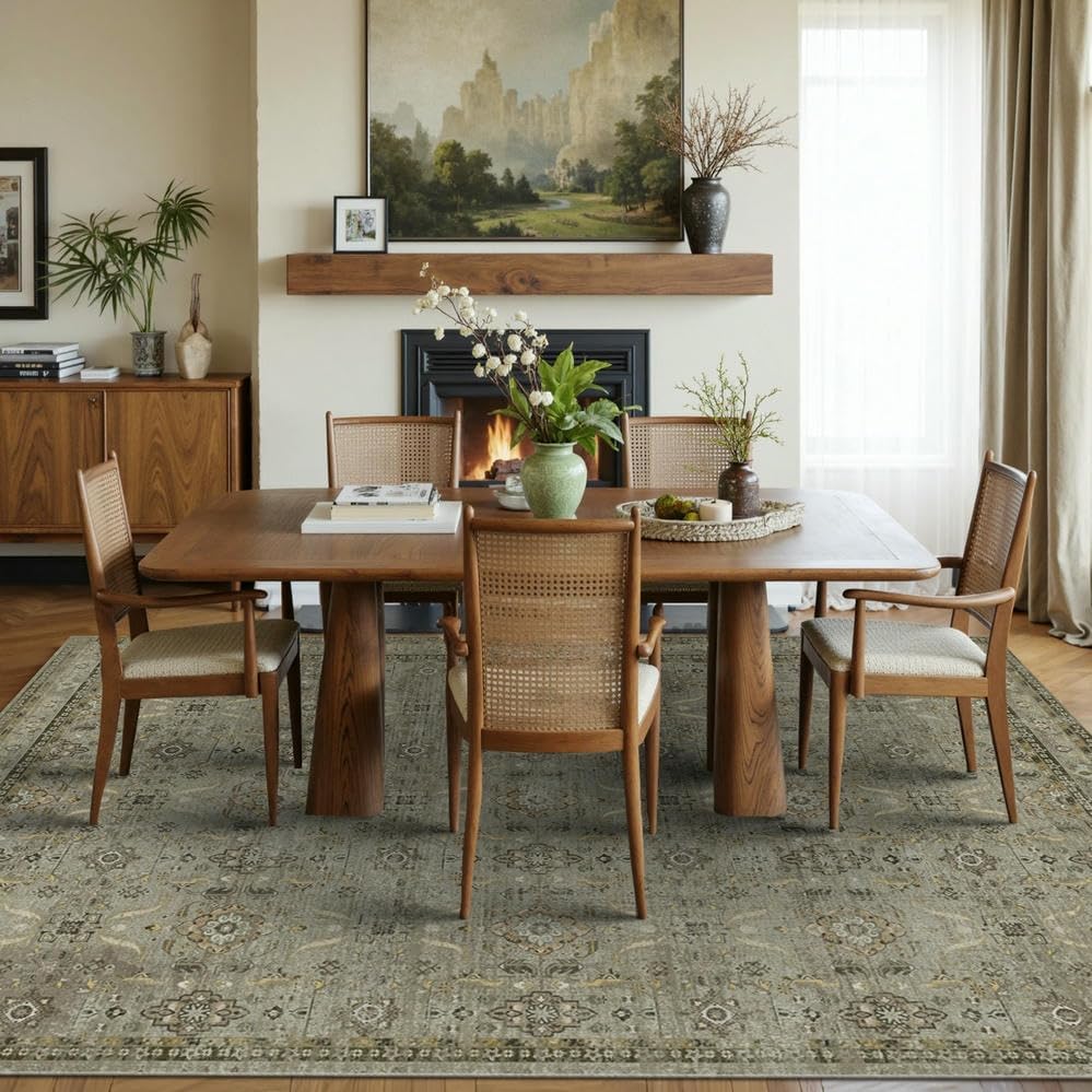 Rugxara Area Rugs 5x7 Washable Rug for Living Room Bedroom, Olive Green - Image 4