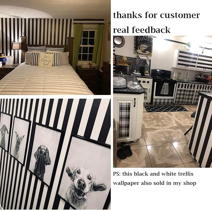 Guvana 197"x17.7" Black and White Stripe Contact Paper Peel and Stick Wallpaper Self-Adhesive Wallpaper Removable Contact Paper Modern for Living Room Bedroom Countertop Shelf Drawer Decor - Image 5