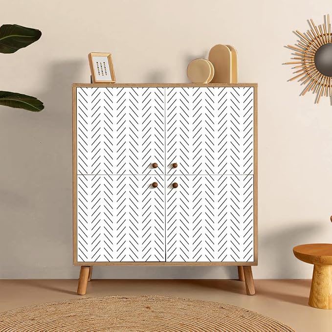Erfoni Black and White Peel and Stick Wallpaper Herringbone Contact Paper | 17.7inx196.8in Geometric Removable Wallpaper Peel Stick Backsplash Self Adhesive Contact Paper Bathroom Wallpaper Decoration - Image 7