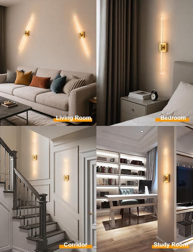Rechargeable Wall Sconces Set of 2, Gold Crystal Bubble Wireless Wall Light | 10000mAh, Remote Control, 3000K-6000K Dimmable, 360° Adjustable, Ambient Lighting for Living Room, Bedroom, Picture, Bathroom - Image 6