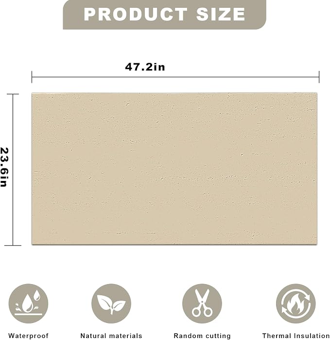 3D Wall Panels - 4PCS 47.2"x23.6" Faux Stone Wall Covering - MCM Modified Clay Material for Home Art, Accent Brick, Modern Exterior/Interior Decoration, Covering 31 sq.ft TV PureBeige - Image 2