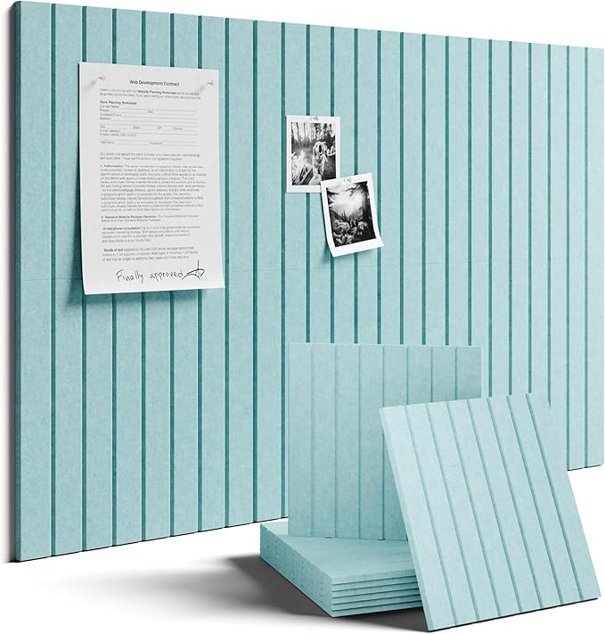 Fluxynara 36" x 24" Large Felt Bulletin Board, Aqua Blue | 6 Pack Cork Board Alternative with 30 Safe Adhesive Tabs, Pin Boards for Wall Decor, Home, Office, Classroom,Dorm by FLUXYNARA