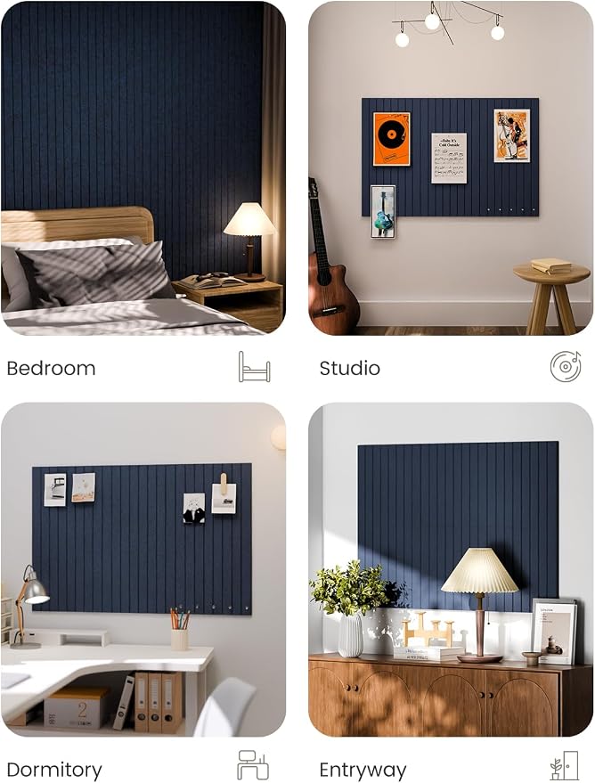 Fluxynara 36" x 24" Large Felt Bulletin Board, Carbon Blue | 6 Pack Cork Board Alternative with 30 Safe Adhesive Tabs, Pin Boards for Wall Decor, Home, Office, Classroom,Dorm - Image 7