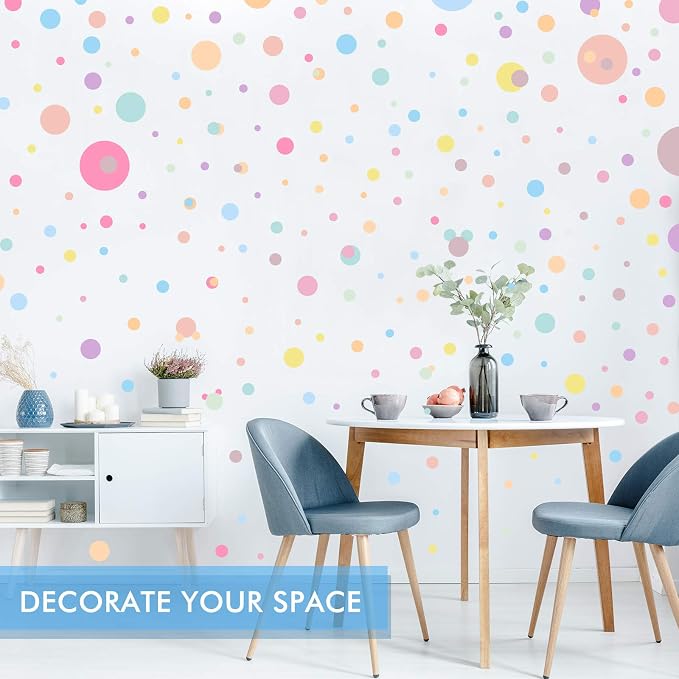 Zonon 264 Pcs Polka Dot Wall Stickers, Colorful Peel and Stick Kids Room | Watercolor Dots Decor, Removable Vinyl Decals for Nursery Playroom Classroom, Reusable Circle Stickers, Candy Colors - Image 4