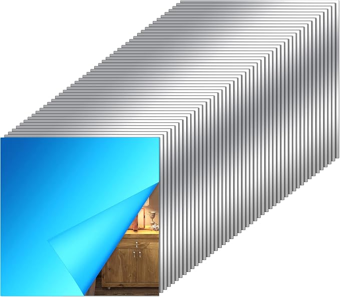Tuanse 80 Pcs Flexible Plastic Mirror Sheets, Self-Adhesive, Rectangular, 6 x 6 Inch, for Home Decoration by Tuanse