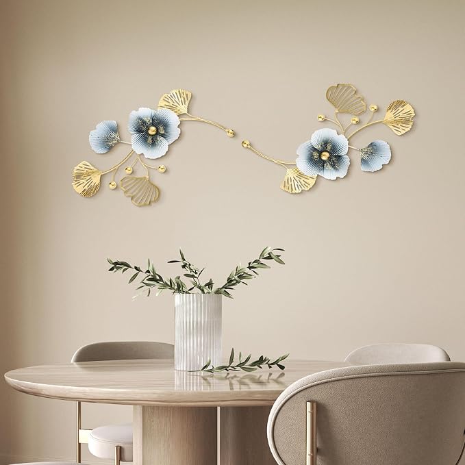 Tandefio 3 Pcs Metal Decorative Wall Mirrors for Living Room Metal Ginkgo Leaf Mirror Modern Creative Wall Decor Art Hanging Decor Mirror for Entrance Bedroom Living Room(Vintage Gold,16.inches) - Image 4