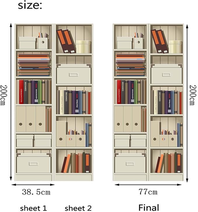artfanke 3D Bookshelf Door Stickers Peel and Stick30.3 x78.7 - Self-Adhesive Door Murals Wallpaper - Waterproof Wall Decal for Living Room Bedroom Decor (2 Sheets/Set) - Image 7