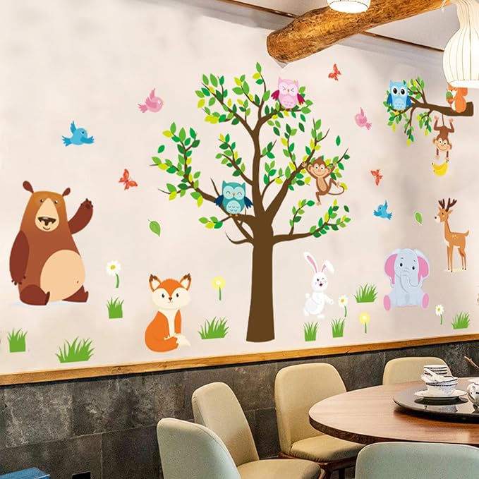 Arawat Animal Tree Wall Decals Decor for Bedroom Living Room Zoo Stickers for Living Room 3D DIY Wall Décor Stickers & Murals Art as Decorations - Image 5