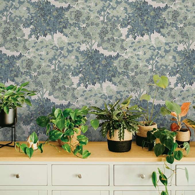 Tempaper Textured Green Canopy Toile Faux Grasscloth Removable Peel and Stick Wallpaper, 20.5 in X 16.5 ft, Made in The USA - Image 2