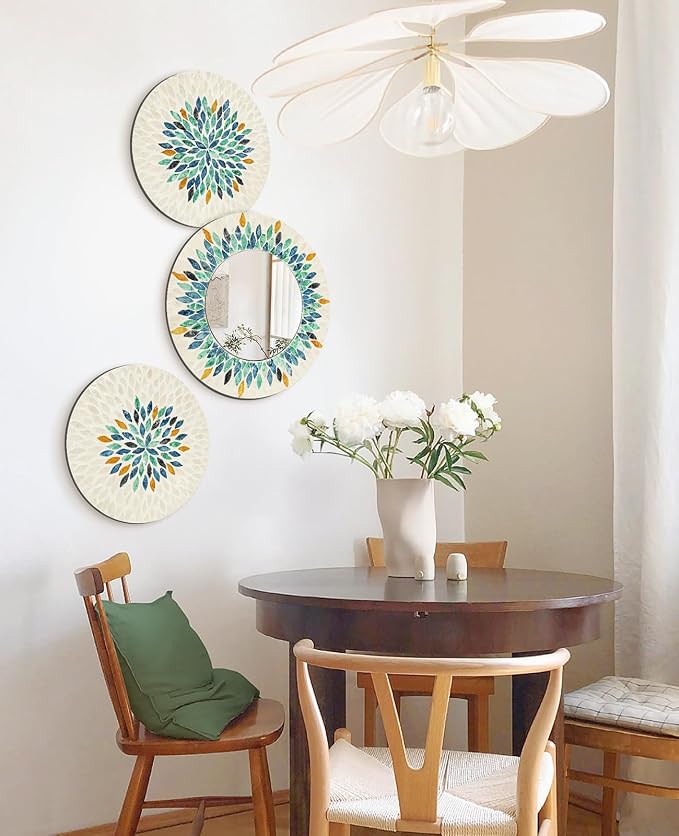 Jewel-Tone Mother of Pearl Mirror Wall Decor for Living Room,Colored - Image 5