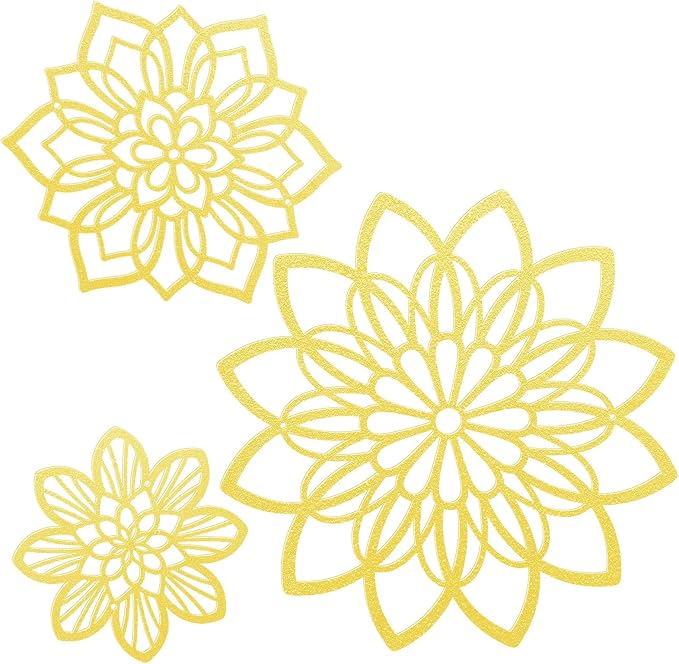 Zzbakress 3 Pcs Metal Flowers Wall Art Bathroom Wall Decor (Gold Elegant) | Farmhouse Flower Bathroom Decor Wall Decorations For Bathroom, Living Room, Office, Kitchen, Hallway And Outdoor by Zzbakress