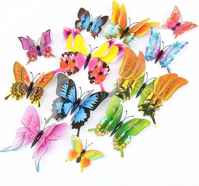 OPSEAM 3D Butterfly Wall Decor Butterfly Decorations Stickers with Magnets | 48 PCS Swallow,12 Styles Double Layer Butterfly for Classroom Decoration,Locker Refrigerator, Reusable,Waterproof by Opseam