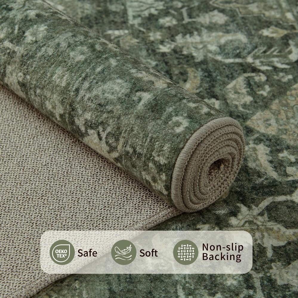 Rugxara Green 10x14 Area Rugs for Living Room Bedroom Large Washable Rug - Image 6