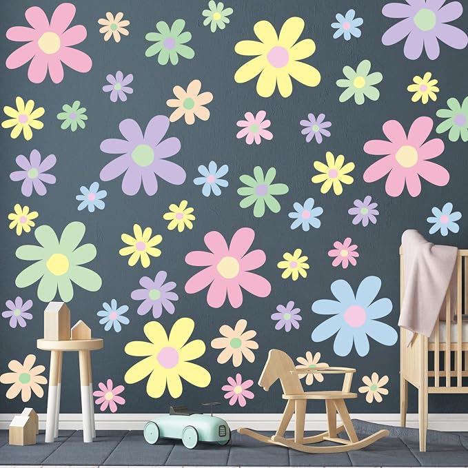 TaoBary 12 Sheet Colorful Daisy Wall Sticker Decal Large Flower Wall Decal | Big Flower Wall Sticker, Floral Decal, Daisy Bedroom Room Decor, Removable Peel and Stick, Nursery Home Wall Decor - Image 6