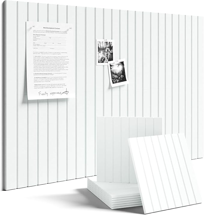 Fluxynara 36" x 24" Large Felt Bulletin Board, Cold White | 6 Pack Cork Board Alternative with 30 Safe Adhesive Tabs, Pin Boards for Wall Decor, Home, Office, Classroom,Dorm by FLUXYNARA