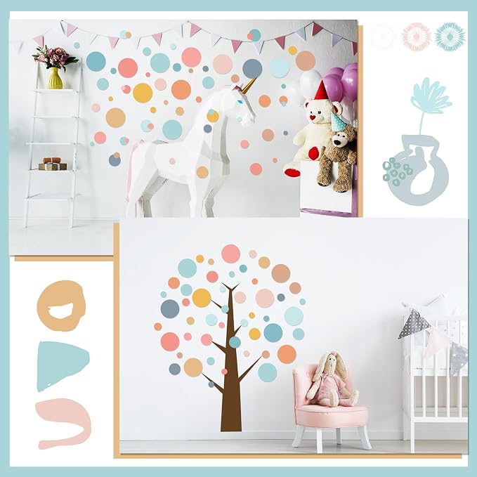 Zonon 264 Pcs Polka Dot Wall Decals Circle Stickers Peel and Stick | Removable Vinyl Stickers for Girls Bedroom, Nursery, Playroom, Classroom Decor, Bright Colors, Easy to Reposition - Image 6