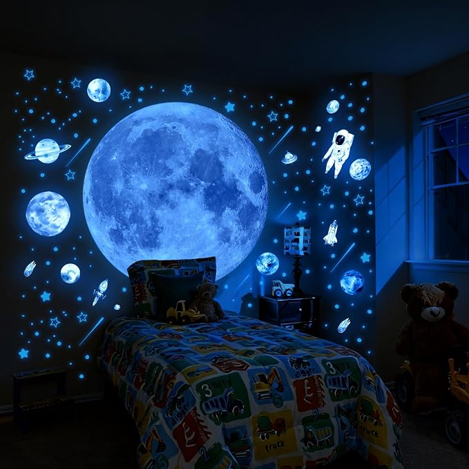 Vancoup 849 PCS Glow in The Dark Space Planet Wall Stickers | Luminous Astronaut Star Comet Peel and Stick PVC Decals for Kids Nursery Bedroom Home Decor by VANCO-UP