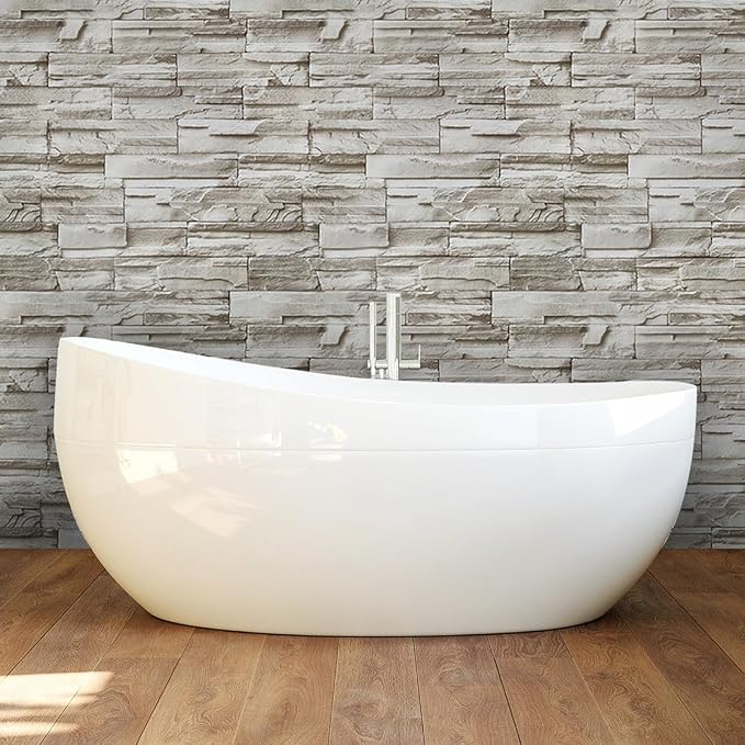 Timeet Stone Peel and Stick Wallpaper 17.3 x 197in Brick Wallpaper Self-Adhesive Stone Contact Paper Removable Décor Wallpaper Stacked Wall Paper Roll - Image 2