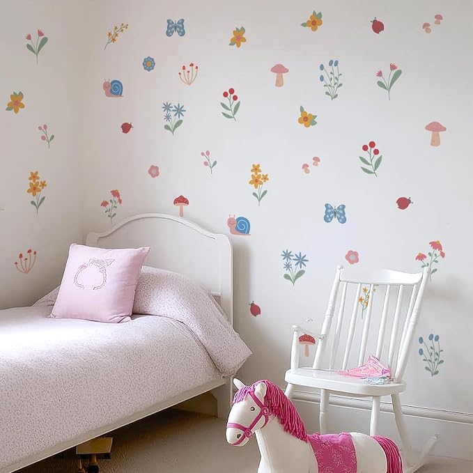 Nursery Floral Wall Stickers Decals Peel and Stick Decor 6 Sheets | Peel & stick, no residue, watercolor, nursery kids room bedroom playroom classroom decor, DIY craft, safe non-toxic material - Image 3