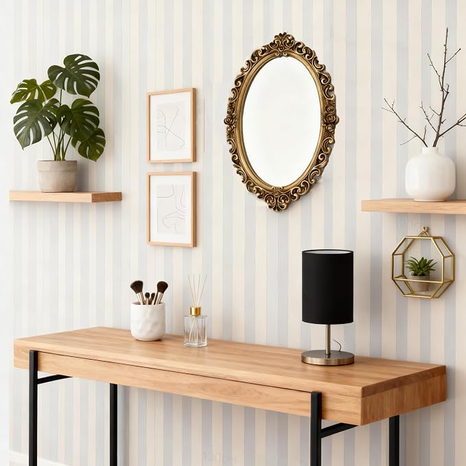 12x8.5 inch Resin Frame Vintage Oval Wall Mirror - Image 3