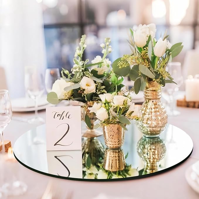 12PCS Round Mirror Plates for Centerpieces, Mirror Trays 12inch Flat Circle Mirrors for Tables Mirror Centerpieces, Circle Mirror Candle Plates for Table Centerpieces Wedding Party Centerpieces - Image 5
