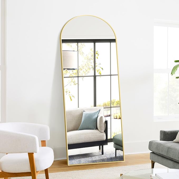 Arched Full Length Mirror, 70"x24" Standing Body Mirror for Wall, Gold - Image 6