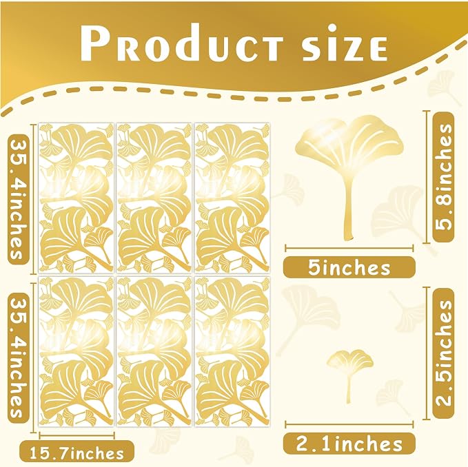 Golden Wall Leaves Decals Peel and Stick Modern Golden Acrylic Mirror Decal | Wall stickers, removable vinyl art murals, nordic plant decor, for living room bedroom bathroom kitchen farmhouse home decor - Image 5