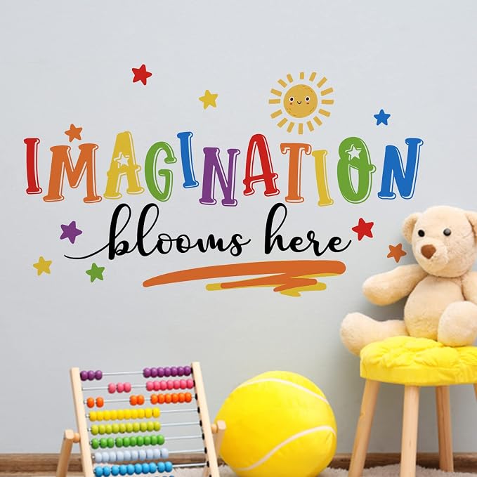 Mfault Imagination Blooms Here Kids Playroom Classroom Wall Decals Stickers, Watercolor Sun Star Baby Boys Girls Nursery Decoration Bedroom Art, Neutral Preschool Toddlers Daycare Room Decor | Watercolor Sun Star Baby Boys Girls Nursery Decoration Bedr... - Image 6