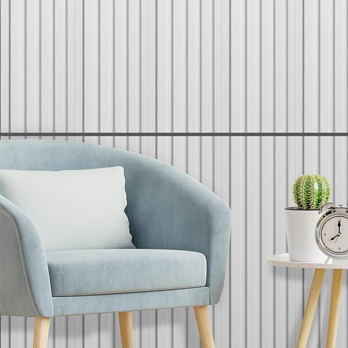 Art3d 48 x 6 in WPC Wood Slat Wall Panels, 3D Wall Accents, 16-Pack, White | Real Wood Grain, Durable, Water Resistant, Wear-Resistant, No Emission, Eco-Friendly, Easy to Care, for Living Room, Bedroom - Image 2