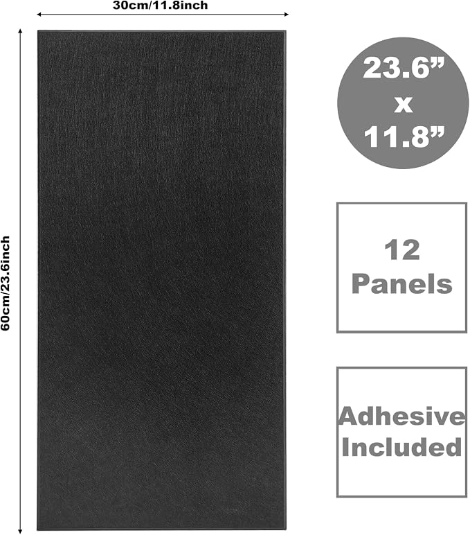 Acoustic Panels 12-Pack Soundproof Wall Panels 24"X12"X0.35" Sound Panels High Density Sound Dampening Panels - Black - Image 2