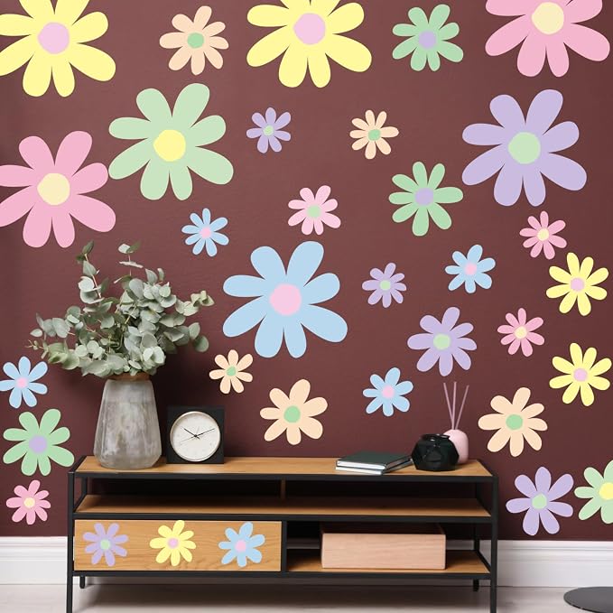 TaoBary 12 Sheet Colorful Daisy Wall Sticker Decal Large Flower Wall Decal | Big Flower Wall Sticker, Floral Decal, Daisy Bedroom Room Decor, Removable Peel and Stick, Nursery Home Wall Decor - Image 7