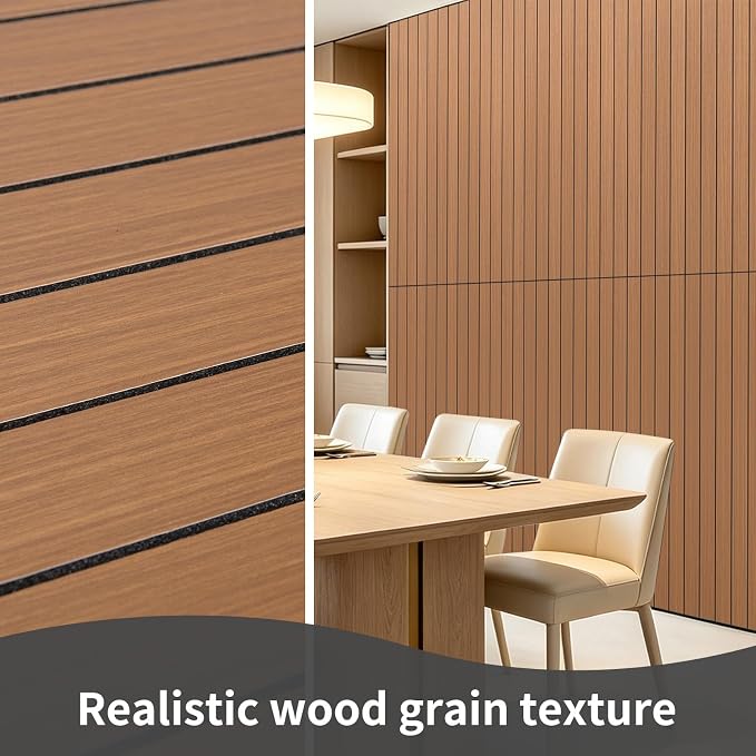AMZDEPOT Peel and Stick Wood Panels for Wall, 6 Pack Walnut | Self-Adhesive Slat Wall Panels, PVC Thick, 3D Wood Grain Wallpaper, for Walls and Ceilings, 48"x15.75", Packed in Long Boxes - Image 6