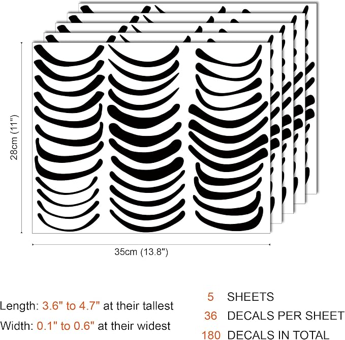 Black Curved Stripe Abstract Wall Decal, Boho Farmhouse Wall Decor | 180 matte black wavy strips for a modern accent wall in minutes. Peel and stick for office, bathroom, living room, hallway. - Image 6