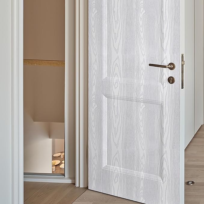 Yun-aeon White and Silver Wood Contact Paper 17.3"x200" Rustic Wooden Peel and Stick Wallpaper Removable Self-Adhesive Wallpaper Wood Grain Contact Paper for Countertops Cabinets - Image 9