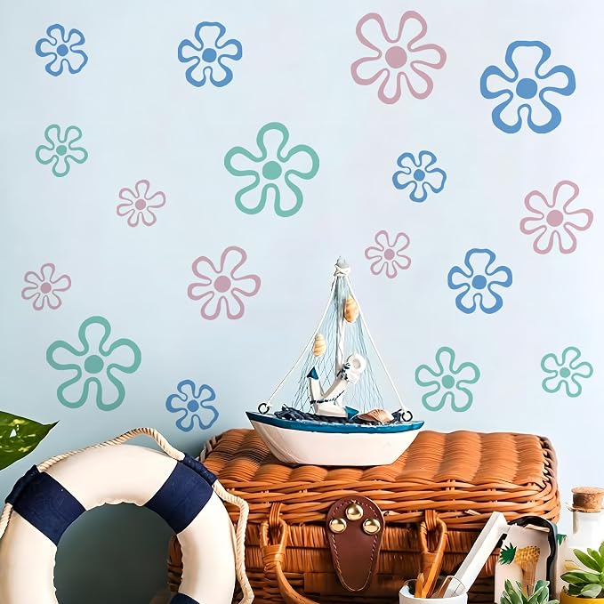 Ocean Flower Wall Decals, Peel and Stick Under the Sea Floral Bubble Mural, Playful Sea Flower Wall Stickers for Kids, Boys and Girls Room, Bedroom & Nursery Decor (Ocean Flower Wall Decals) by Unknown