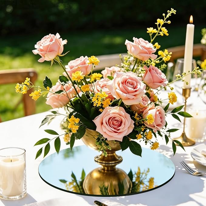 12PCS Round Mirror Plates for Centerpieces, Mirror Trays Flat 6“ Circle Mirrors for Tables Mirror Centerpieces, Circle Mirror Candle Plates for Table Centerpieces Wedding Party (6inch) - Image 7