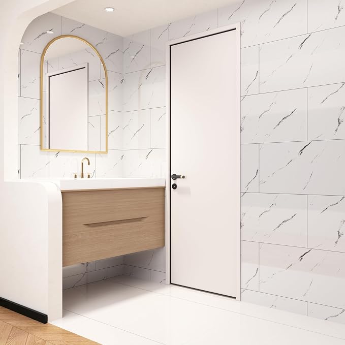 Haimin 3D Wall Panels Peel and Stick Marble Tile Look 10 Pack Waterproof | Lightweight, each 23.6x11.8in, total 19.4 sq ft. Kitchen & bath backsplash, bedroom/living rm decor. Marble-look faux tile. - Image 5