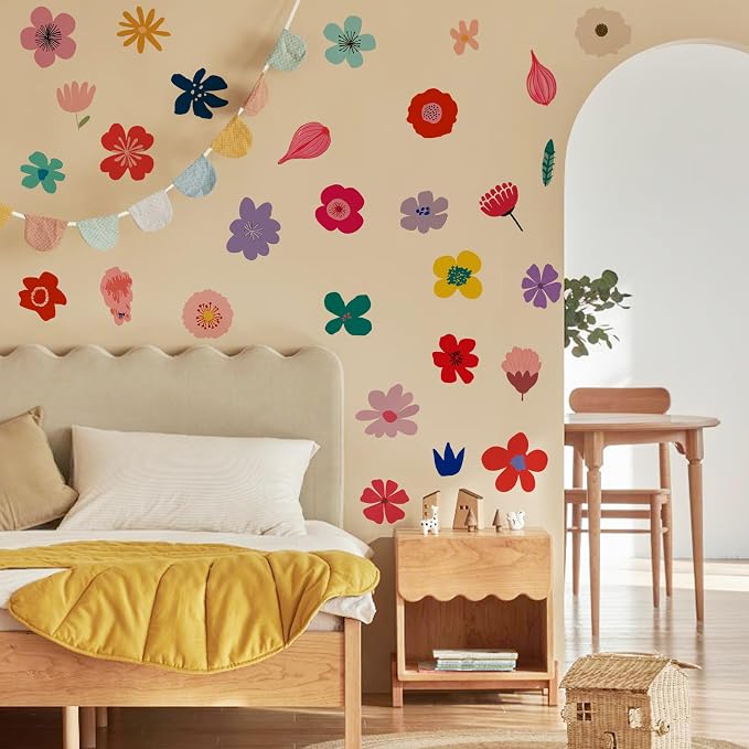 Flowers Wall Decals - Peel and Stick Cute Floral Flowers Wall Stickers,Removable Bright Colors Floral Wall Decor for Kids Bedroom, Living Room, Nursery Decor Wall Corner Decoration - Image 7
