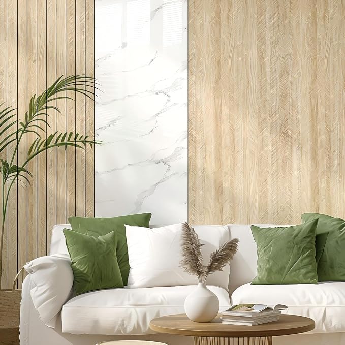 Chejiaye Peel and Stick 3D Wall Panel -23.6"x118"Soundproof Self-Adhesive Wall Sticker, Removable Thick PVC Slat Contact Paper for Kitchen Bedroom,Ceiling Wall Decoration Wood Grain (Log Color) - Image 3
