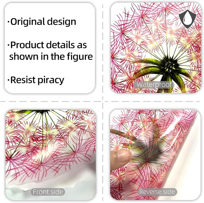 Pink Flower Dandelion Wall Stickers - Wildflower Fluffy Seed Soft Floral Wall Mural Peel & Stick Removable Wall Art Decals for Girl Bedroom Baby Nursery Kid Room,56 cm x 96 cm - Image 6