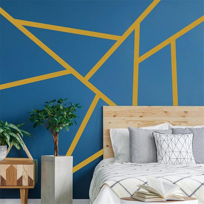 Striped Wall Decals Geometric Line Wall Sticker Golden Decal Peel and Stick | Modern striped wall decor, minimalist line art wallpaper, removable vinyl art mural, self adhesive, for living room bedroom - Image 8