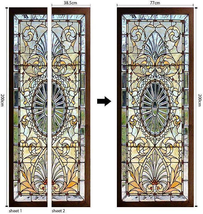artfanke 3D Stained Glass Door Sticker Peel and Stick 30.3"x78.7"- Self-Adhesive Door Murals Wallpaper - Waterproof Wall Decal for Home Bedroom Decor (2 Sheets/Set) - Image 7