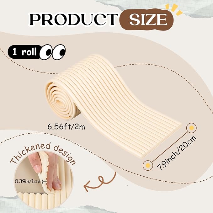 7.9 x 78.7 Inch Wall Padding for Kids, Beige, 1 Roll | Anti Collision Wall Padding Padded Wall Panels 3D DIY Headboard for Autism Playroom Nursery Bedroom Living Room Corner Guards - Image 2