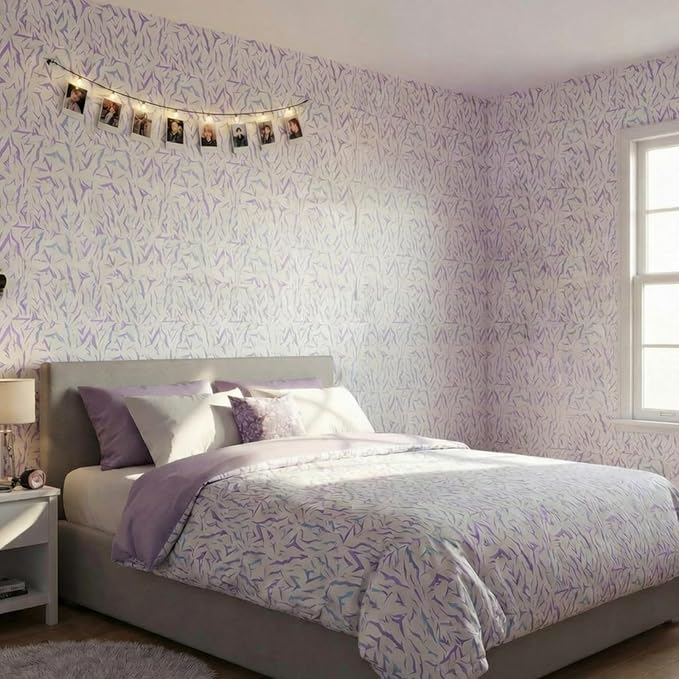 Drydiet Kpop Theme Wallpaper Peel and Stick Contact Paper 15.8 x 118.1 | Self Adhesive, Purple Energy Pattern Design, Easy Apply Remove,Wall Sticker for Home Locker Dorm Classroom Living Room Decor - Image 6