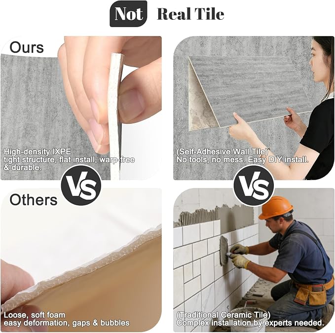 20Pcs 3D Faux Stone Wall Panels 23.6"X11.8" Grey Textured Tiles Peel and Stick Wall Panels Self Adhesive Backsplash Tiles for Interior Wall Decor Living Rooms TV Walls Kitchen Bathroom - Image 6
