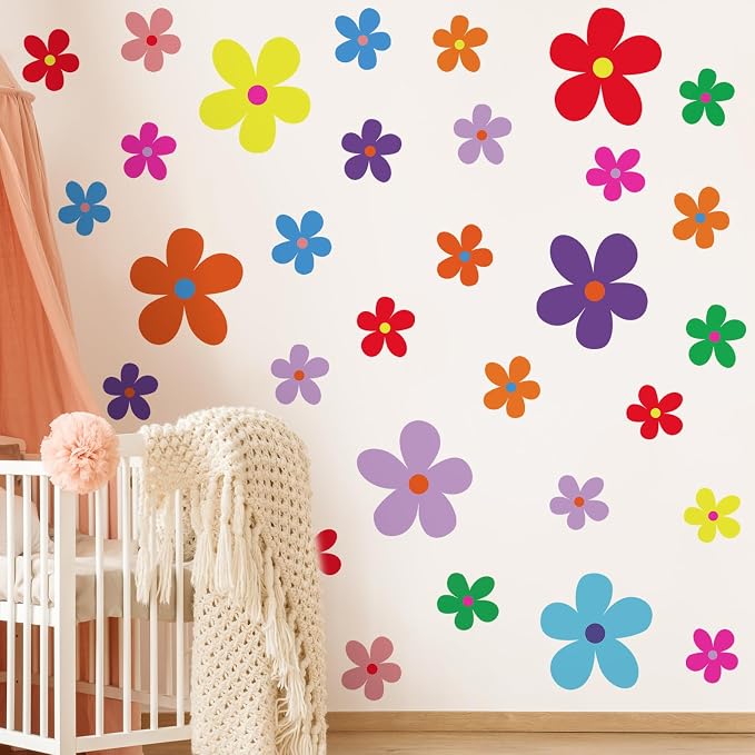 TaoBary 12 Sheet Daisy Wall Sticker Decal Large Floral Wall Sticker | Big Flower Wall Sticker, Colorful Daisy Decal, Daisy Bedroom Room Decor, Removable Peel and Stick, Nursery Home Wall Decor - Image 4