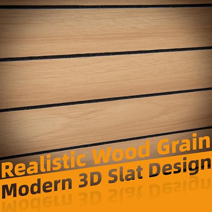 WOWSTAR 6-Pack Peel and Stick PVC Wood Slat Wall Panel，Thickened Wood Grain Wallpaper, 3D Wall Panels, 48" x15.74", Oak - Image 7