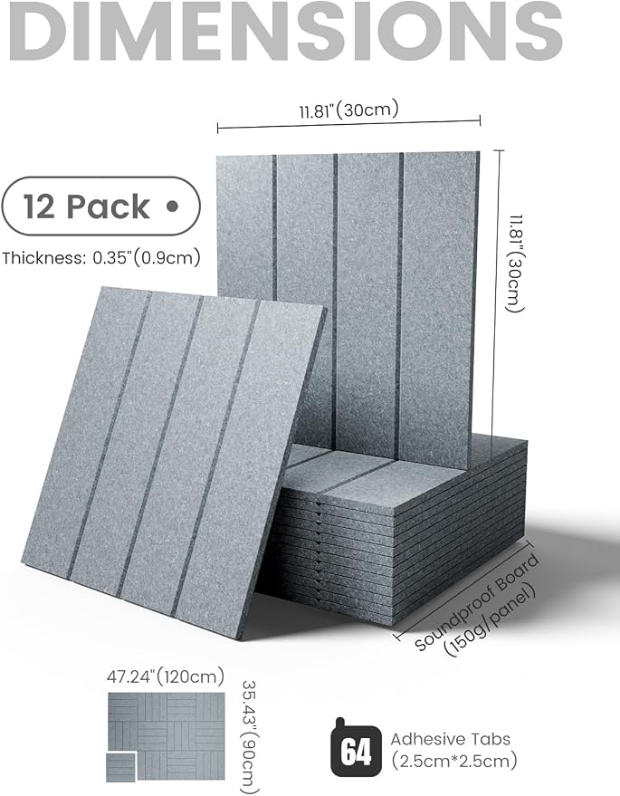 Fluxynara Felt Bulletin Board & Cork Board Alternative, Blue Gray | 48" x 36" Pin board, Removable Adhesive Tabs, Easy Install Without Wall Damage, For Home Office Decor - Image 2