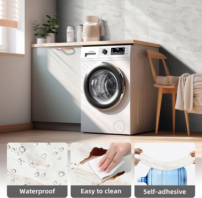 Vieshful 20pcs Peel and Stick Backsplash Tile，12"x12" Self Adhesive Marble Tile for Wall, PVC Waterproof Shower Wall Panels, Back Splash Stick on Tiles for Kitchen Bathroom Living Room - Image 5